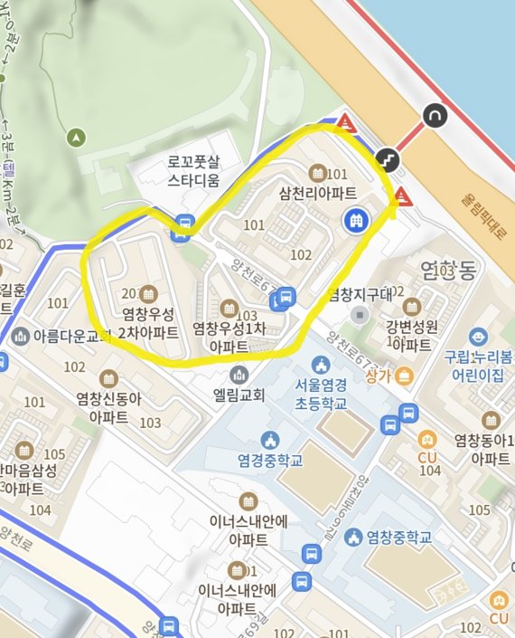 강서구 염창동에서 통합재건축을 추진 중인 '염창우성1,2차&middot;삼천리아파트' 위치도.