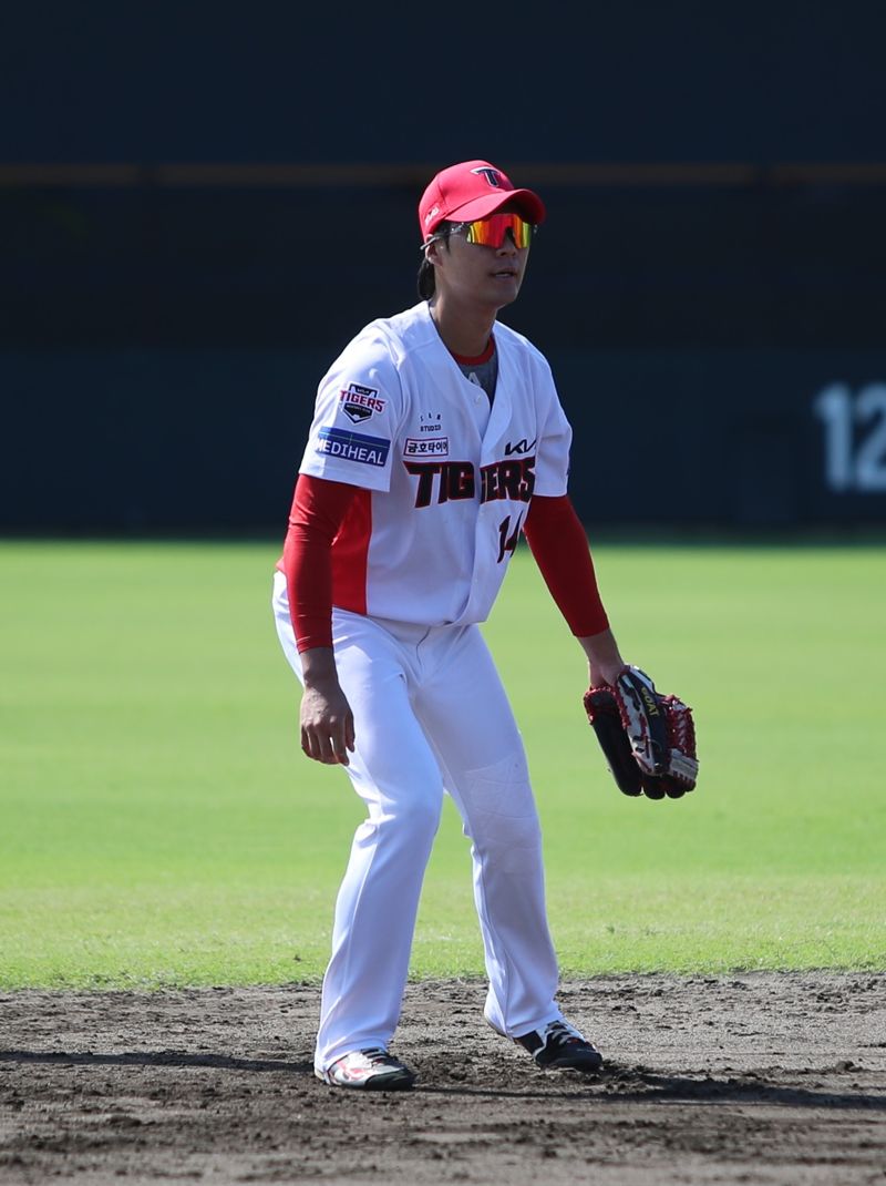 오키나와 마무리캠프에서 훈련 중인 김규성.KIA 타이거즈 제공