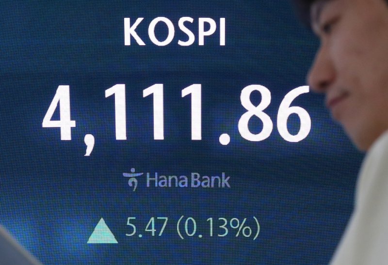 12일 오전 서울 중구 하나은행 딜링룸 전광판에 지수가 표시 되고 있다. 사진=뉴시스