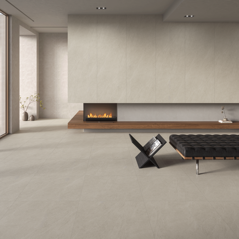 SB스톤 스퀘어800 '베일그레이' 패턴. <span id='_stock_code_025750' data-stockcode='025750'>한솔홈데코</span> 제공.