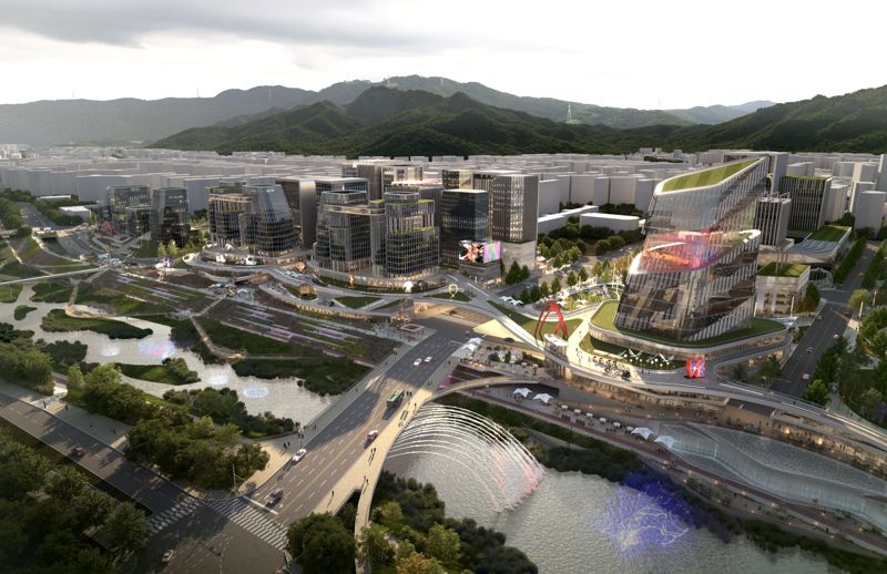 중랑천에서 바라본 복합용지 조감도. 서울시 제공