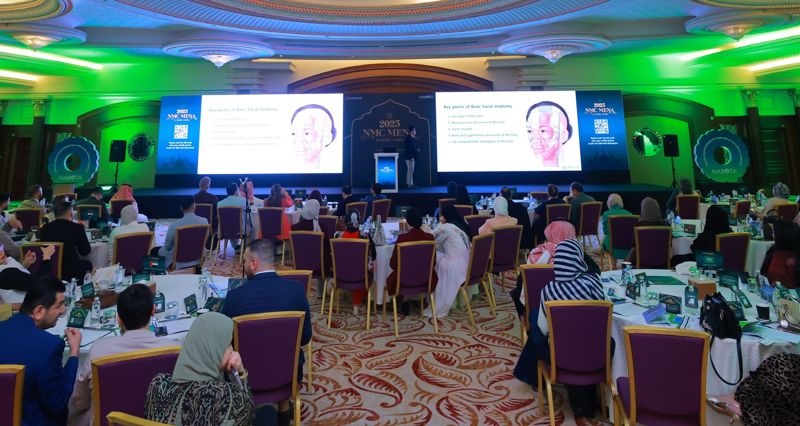 지난달 28일부터 사우디에서 진행된 '나보타 마스터 클래스(NMC) 중동(MENA)'에서 강연이 진행되고 있다. 대웅제약 제공