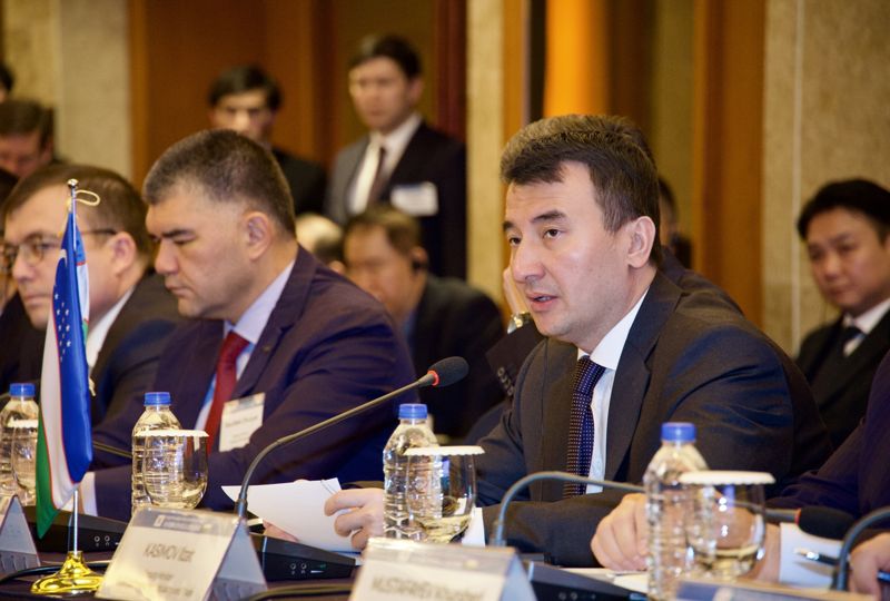 잠시드 호자예프 우즈베키스탄 부총리가 9일 서울 중구 롯데호텔에서 한국무역협회(KITA)와 주한우즈베키스탄대사관이 공동으로 개최한 '한-우즈베키스탄 비즈니스 라운드테이블'에서 환영사를 하고 있다. 한국무역협회 제공.