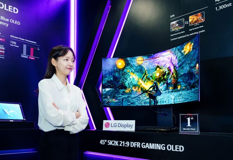 이달 중순 미국 새너제이에서 열린 세계 최대 디스플레이 전시회 ‘SID 2025’ 에서 <span id='_stock_code_034220' data-stockcode='034220'>LG디스플레이</span>가 선보인 차세대 게이밍 OLED. LG디스플레이 제공