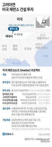 <span id='_stock_code_010130' data-stockcode='010130'>고려아연</span> 미국 제련소 건설 투자 개요. 사진=연합뉴스