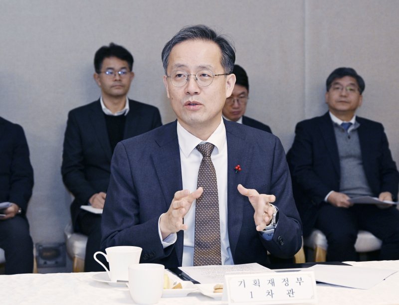 이형일 기획재정부 1차관이 16일 오전 서울 종로구 정부서울청사에서 열린 '주요 수출기업 간담회'를 주재하고 있다. 뉴스1